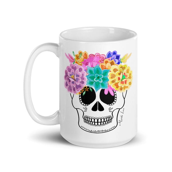 Flower Skull Coffee Mug - Muerto Loco
