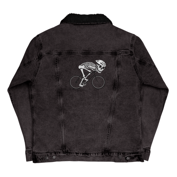 Embroidered Denim Sherpa Jacket - Muerto Loco